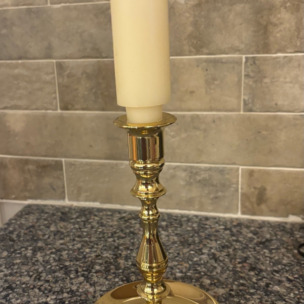 Baldwin Brass Gold Candle Holder and candle-NEW - Picture 1 of 1